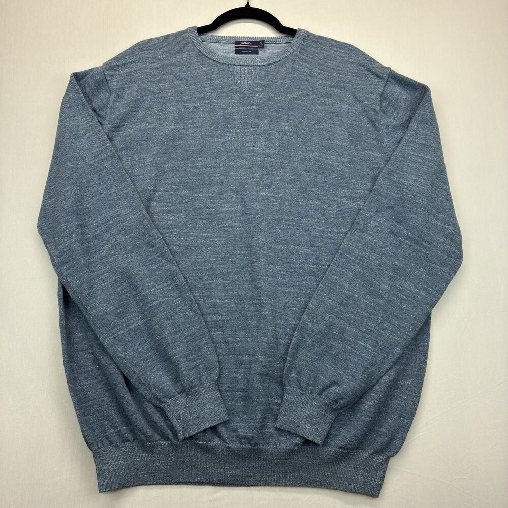 johnnie-O Men’s XL Blue Heather Crewneck Cotton Knit Pullover Sweater